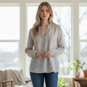 Vintage Cache 100% Silk Snakeskin Print Blouse Women’s Medium | Button Front Y2K